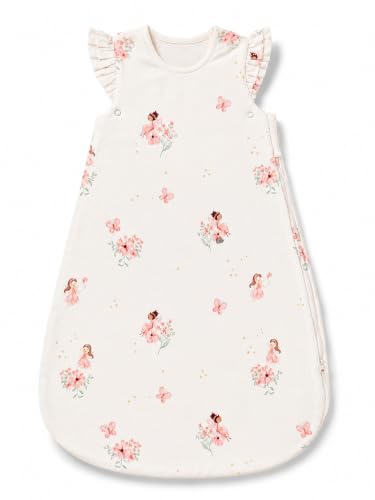 Image of TuddyBuddy Baby Cotton Wearable Quilted Sleeping Bag Blanket 1.5 Tog with 1 Way Zipper Closure | Ideal for Babies & Kids Hypoallergenic Fabrics | (Pink Angel - Frill Sleeves - Off White, 2-3 Years)