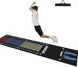 Standing Long Jump Test Mat with Measurement Markings, Non-Slip Exercise Mat for Kids and Adults, Black, 200cm x 50cm, 4mm Thick, Includes Storage Bag (S)
