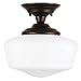 Sea Gull Lighting 77436-782 Academy Transitional One-Light Semi-Flush Mount Fixture, Small, Brushed Nickel