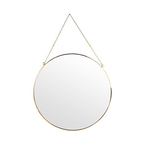 LONGWIN Hanging Wall Circle Mirror Decor Gold Geometric Mirror with Chain for Bathroom Bedroom Living Room 9.8" Cover
