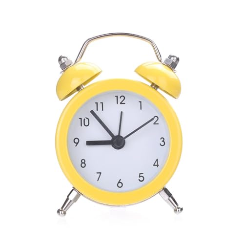 Image of Vintage Inspired Mini Table Alarm Clock, Old Retro Style Digital Alarm Clock, Small Table Clock for Home, Kitchen, Office and Decor (Yellow)