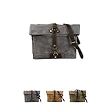 sandqvipaサイドバッグ バイク用 防水 多機能 キャンバス 通勤バッグ メッセンジャーバッグ カーキ (グレー)