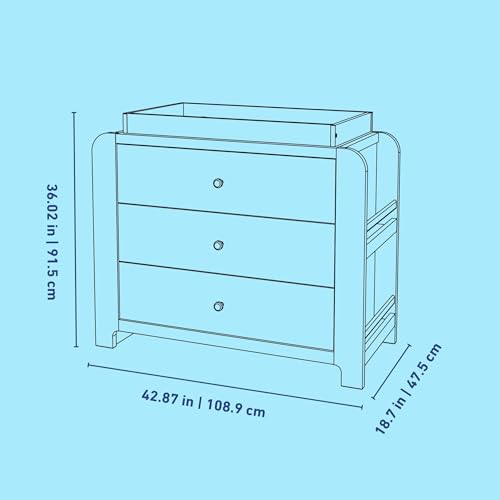 Image of Graco Read-with-Me 3 Drawer Chest with Bookshelves and Removable Changing Topper - GREENGUARD Gold Certified, Nursery & Kids' Bedroom Wood Chest with Spacious Storage (Driftwood)
