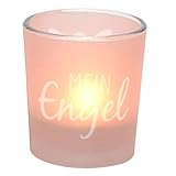 Motiv: Mein Engel. Dekohelden24 Windlichtglas mit Motiv auf Einer transparenten Banderole, inkl. 1 Teelicht, H/Ø: 6,5 x 6 cm, Motiv: Mein Engel.
