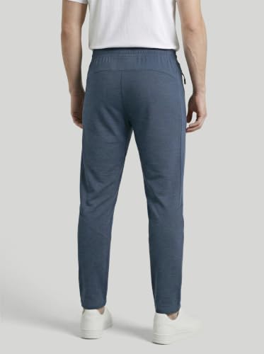 Image of TECHNOSPORT Men's Melange Slim Fit Techno Dry Trackpants Drawstring 2-Pocket Polyester Joggers for Gym Running Workout UPF50+ Anti Odour