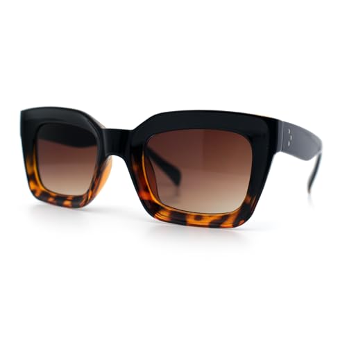 SA106 Womens Luxury Beveled Thick Horn Rim Rectangle Fashion Sunglasses4