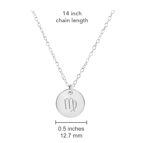 Handmade Sterling Silver Virgo Necklace, 14"-16" Adjustable, Astrology Charm Necklace with Zodiac Sign Pendant, August or September Birthday Gift for Women and Girls, Good Luck Charm for Her3