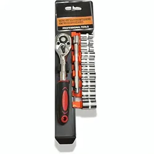 Image of Tool kit 12 in 1 Socket set Chrome Vanadium Combination half Socket Wrench Set with Ratchet Spanner Car Repair Tool Set (1 /4 RATCHET HANDLE)