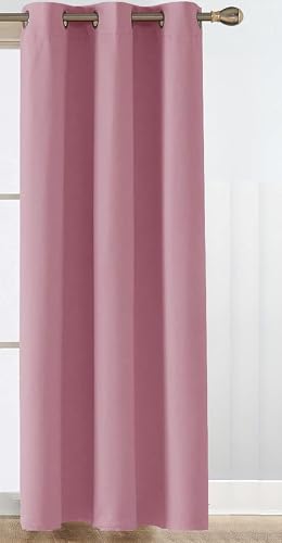 Image of 100% True Blackout Curtains 7 Feet, Set of 1 Panels | 300 GSM Heavy Room Darkening Polyester Cloth for Bedroom & Living Room | Thermal Insulated Heat & Noise Reducing (84x47 Inch, Light Pink) | 100% Room Darkening Thermal Insulated Heat & Noise Reducing Curtains 7 feet long