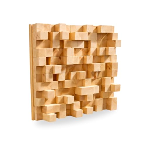 Image of Timber Acoustics Skyline Sound Diffuser | Sound Diffusion | Pine-wood | Noise Reduction and Acoustic Room Treatment (Single) (60 X 60 X 12 cm) (Natural)