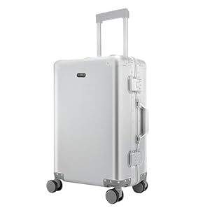 Simcat All Aluminium Luggage,Large Suitcase Hard Shell,Airline Approved Carry On Suitcase with TSA Locks, Silent Wheels (Silver,26inch)