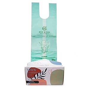 ECO WAVE Compostable Diaper Bags, 200 bags, ASTM D6400, EN 13432, US BPI and Europe OK Compost Home Certified Disposable Biodegradable Baby Poop Bags