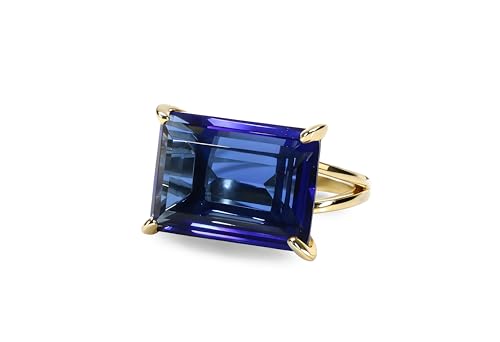 Bague saphir bleu et or 14k à personnaliser pour un cadeau d'anniversaire de naissance unique