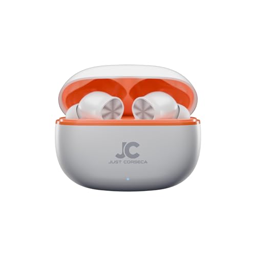 Image of JUST CORSECA Sounddrum Wireless Earbuds | Bluetooth 6.0 | 10mm Dynamic Drivers | 40H Playtime | Type-C Fast Charging | Smart Touch Control | Deep Bass & Clear Calls | Lightweight TWS Earbuds (White)