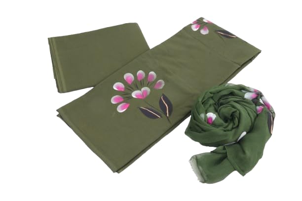 Jaipur Block printed Salwar set – 3 piece Chifon Dupatta Suit– 100% Cotton–Hazel Green/Crocodile-picture-10
