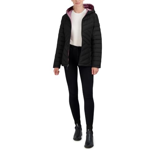 Nautica Women's Short Stretch Lightweight Puffer Jacket with Removeable Hood4