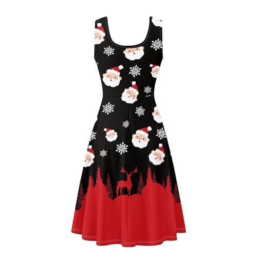 Image of Women Stylish Tank Dresses Sleeveless Round Neck Midi Casual Dress with Pocket for Summer