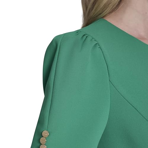 Image of DKNY Women's Button Short Sleeve Fit and Flare Dress