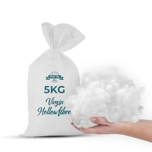Posh Tag Hollow Fiber Stuffing 5KG 100% Virgin Polyester Toy Stuffing for Crafts Crochet & Knitted Toys | Fluffy Hypoallergenic Cushion Filler Pillow Stuffing Teddy Bear Filling