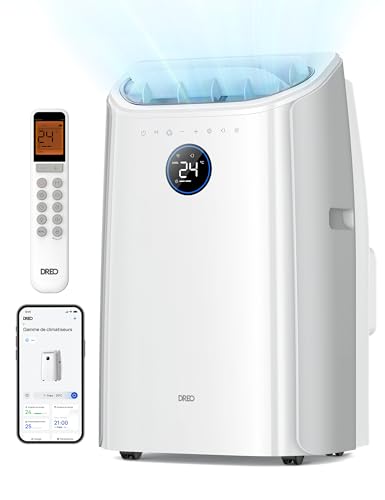 Dreo Climatiseur portable 10 000 BTU pour chambre, refroidissement sans drainage, silencieux, contrôle par application/voix, minuterie 24h, avec ventilateur et déshumidificateur