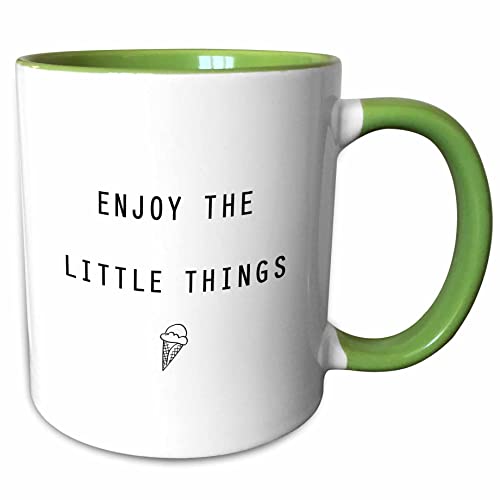 3dRose ENJOY THE LITTLE THINGS ICE CREAM CONE 11oz Two-Tone Green Mug
