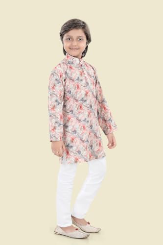 Image of Boys Cotton Full Sleeve Printed Kurta Pyjama Set, Chikankari Kurta Kids Ethnic wear Festive & Traditional Outfit | Boys Kurta Pajama Set