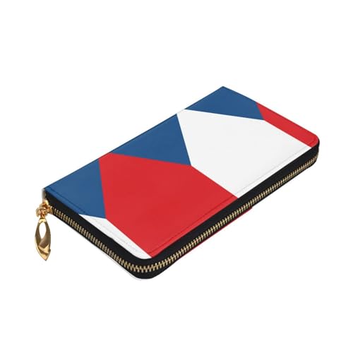 Flag of the Czech Republic printing Women's leather long handheld wallet large capacity credit card zipper bag3