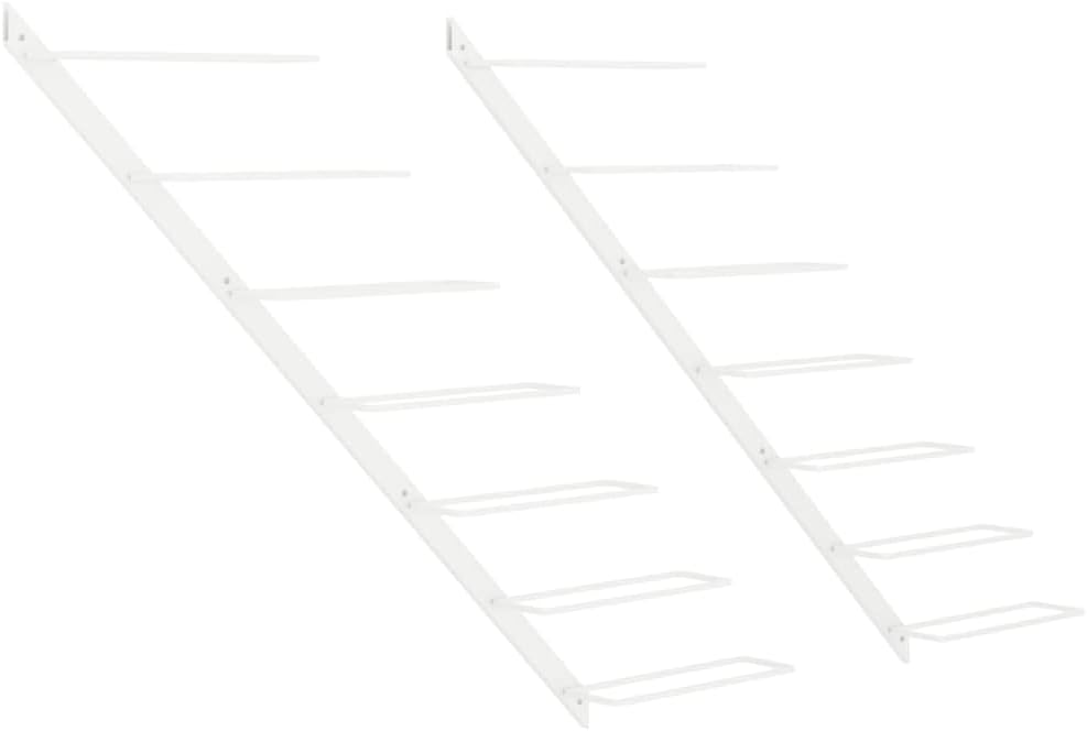 vidaXL White Metal Wall-Mounted Wine Rack for 7 Bottles - Space-Saving, Durable and Easy-to-Assemble Wine Storage Solution