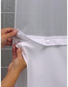 White Double H Hookless Shower Curtain