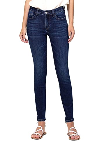 VERVET by Flying Monkey Women's High Rise Whiskered Ankle Skinny Jeans