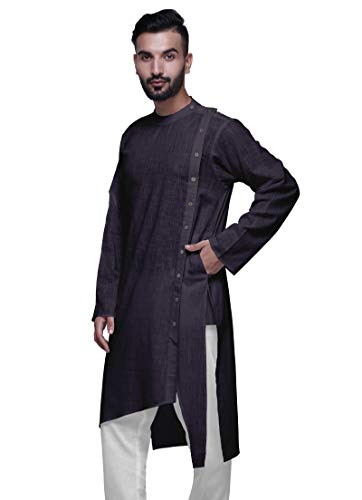 Atasi Long Sleeve Mens Kurta Solid Satin Slub Mens Long Kurta Shirt3
