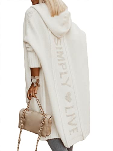 Onsoyours Damen Strickjacke Lang Cardigan Kapuzenpullover Lose Warm Herbst...