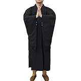 YINGDF Unisex Zen Meditation Monk Robe Loose Comfortable Traditional Buddhist Monk Costume (Black,M)