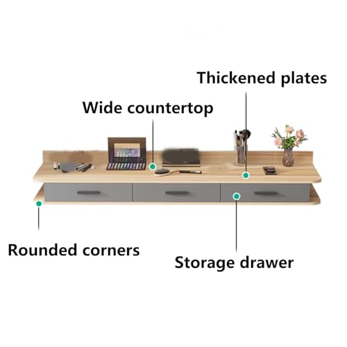Bureau mural flottant compact table d'écriture chambre 80cm - 7