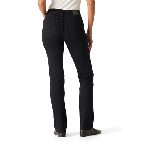 Levi Strauss Signature Women's Modern Straight Jeans Mid-Rise Stretch Denim (Standard and Plus), (New) New Black Opal, 6 Regular4