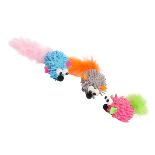 Healifty Katzenspielzeug Mausform 3 Stück aus Fleece Interaktives zur Katzenförderung Tragbar für Katzenübung und Jagdspaß Zufällige Farbe