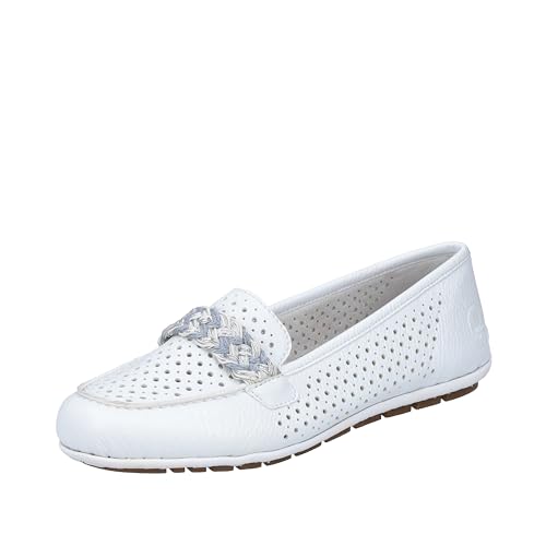 Rieker Damen Slipper 46885-80 weiß Gr. 42