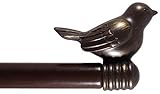 3/4-inch Cute Decorative Bird Adjustable Window Treatment Curtain Single Rod Set, 48' to 84' - Bronze Gold
