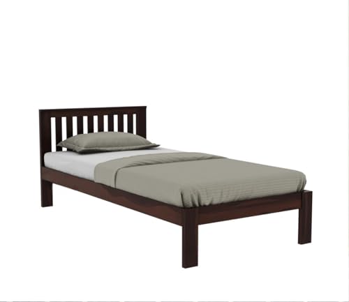 Image of SUNCOM Sheesham Wood Single Size Bed Without Storage for Bedroom - Single Cot Wooden Bed for Living Room - Solid Wood Divan Bed for Home Furniture 6X4 ft (Walnut Finish)