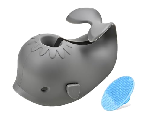 Image of Mandoo Faucet Cover Bathtub Baby, Bath Spout Cover for Baby, Bath Faucet Cover for Kids, Tub Spout Cover Bathtub Faucet Cover Kids Safety, Protection Baby Universal Bath Silicone Toys Whale Grey