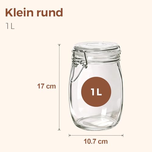 Image of ComSaf Glass Jars with Airtight Lids 34oz 3 Pack Pantry Storage Coffee | BPA-free food-grade glass, wire clamp seal, whole-bag pantry storage, coffee & tea, rice & seeds, candy & cookie