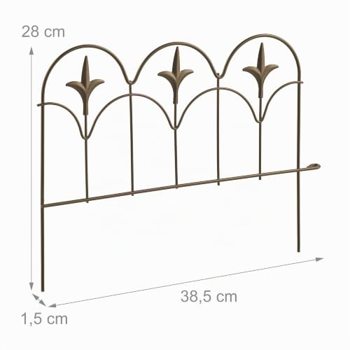 Relaxdays Beeteinfassung, 4er Set, Metall, HxB: je 28 x 38,5 cm, bronze
