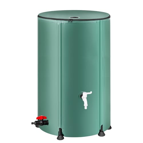 Collapsible Rain Barrel Water Storage Containers-100 Gallon Portable Rainwater Collect System Water Tank to Collect Rainwater from Gutter Downspout Water Catcher with Spigots,Filter＆Overflow Kits