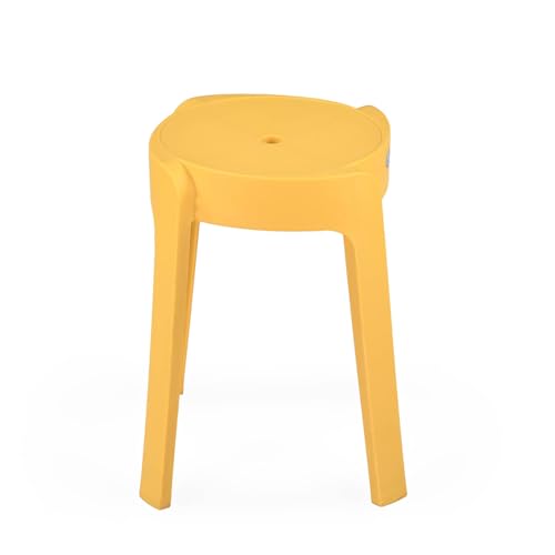Image of Nilkamal Twist Sturdy and Durable Plastic Seating Stool | Set of 2 | for Living Room, Bedroom, Bathroom, Kitchen, Office | Mustard Yellow