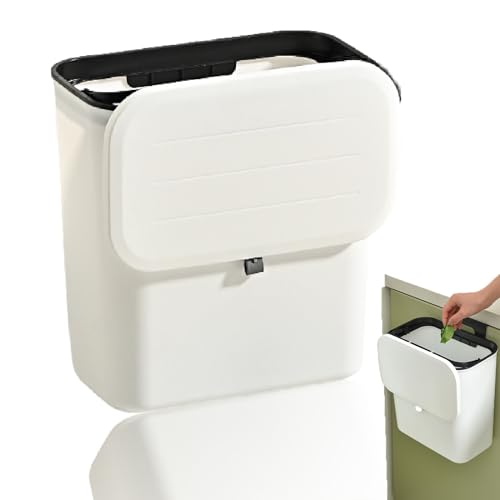 Cubo de Basura Orgánica 9L para Cocina - Contenedor de Compostaje con Tapa para Baño, Salón, Dormito...