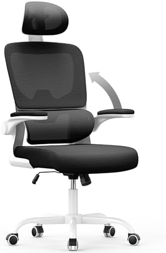 naspaluro Bürostuhl, Schreibtischstuhl mit Verstellbarer Kopfstütze, Armlehnen, Dynamischer Lordosenstütze, Bürostuhl Ergonomisch mit Atmungsaktivem Netzbezug für das Home Office,