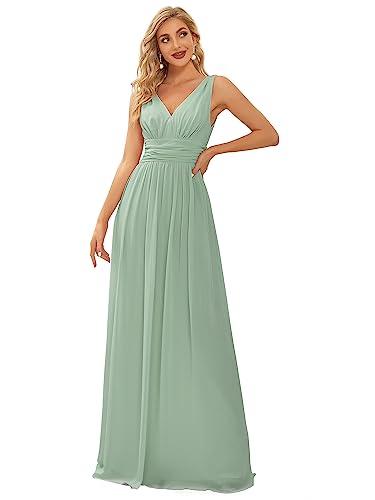 Image of Ever-Pretty Womens Bridesmaid Dress V-Neck Sleeveless A Line Chiffon Floor Length Formal Dress 09016