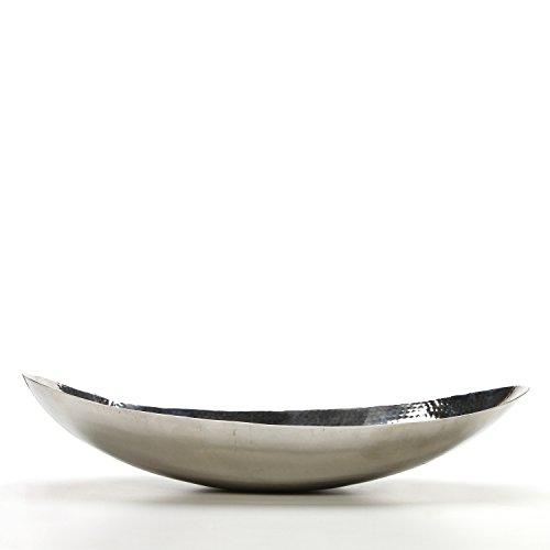 Hosley 13.5 Inch Hammered Stainless Steel Oval Bowl for Orbs, Dry