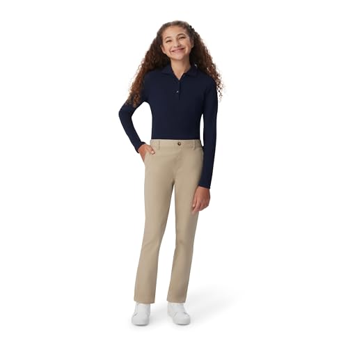 French Toast girls Pull-on Twill (Standard & Plus) Pants, School Uniform Khaki, 18 US