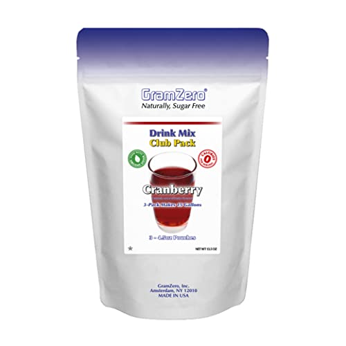 GramZero Cranberry Zero Calorie Sugar Free Drink Mix, Great For Nutrition Club Loaded Tea, Stevia Sweetened